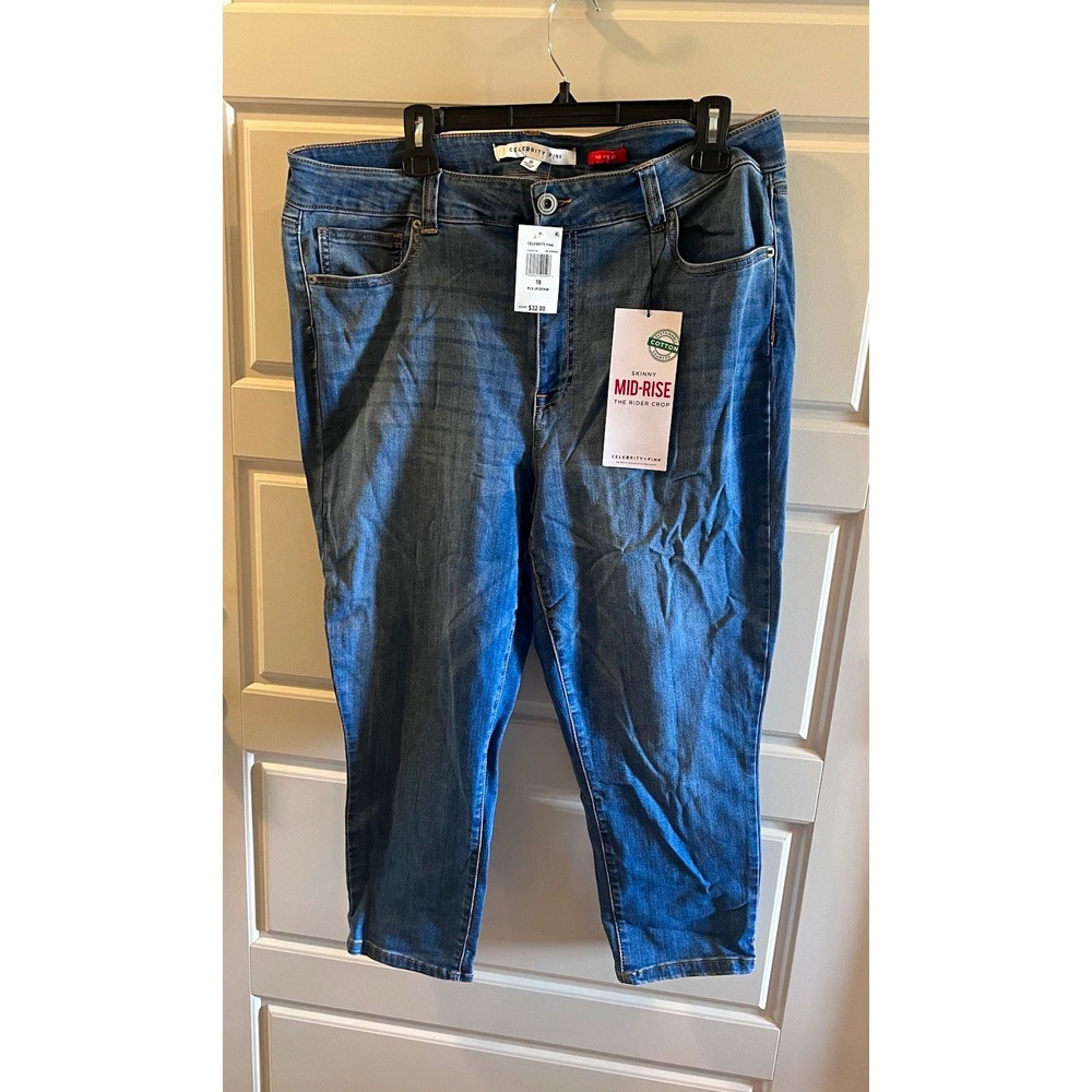Celebrity Pink Womens The Rider Crop Skinny Mid-Rise Jeans Blue Size 18 NWT